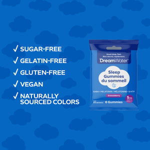 Dream Water Sugar-Free Sleep Gummies, Travel & Trial 6-count Pouches, 12 pack