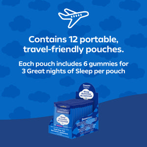 Dream Water Sugar-Free Sleep Gummies, Travel & Trial 6-count Pouches, 12 pack