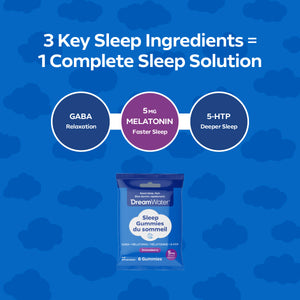 Dream Water Sugar-Free Sleep Gummies, Travel & Trial 6-count Pouches, 12 pack