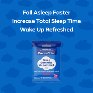 Dream Water Sugar-Free Sleep Gummies, Travel & Trial 6-count Pouches, 12 pack