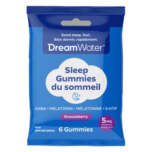 Dream Water Sugar-Free Sleep Gummies, Travel & Trial 6-count Pouches, 12 pack
