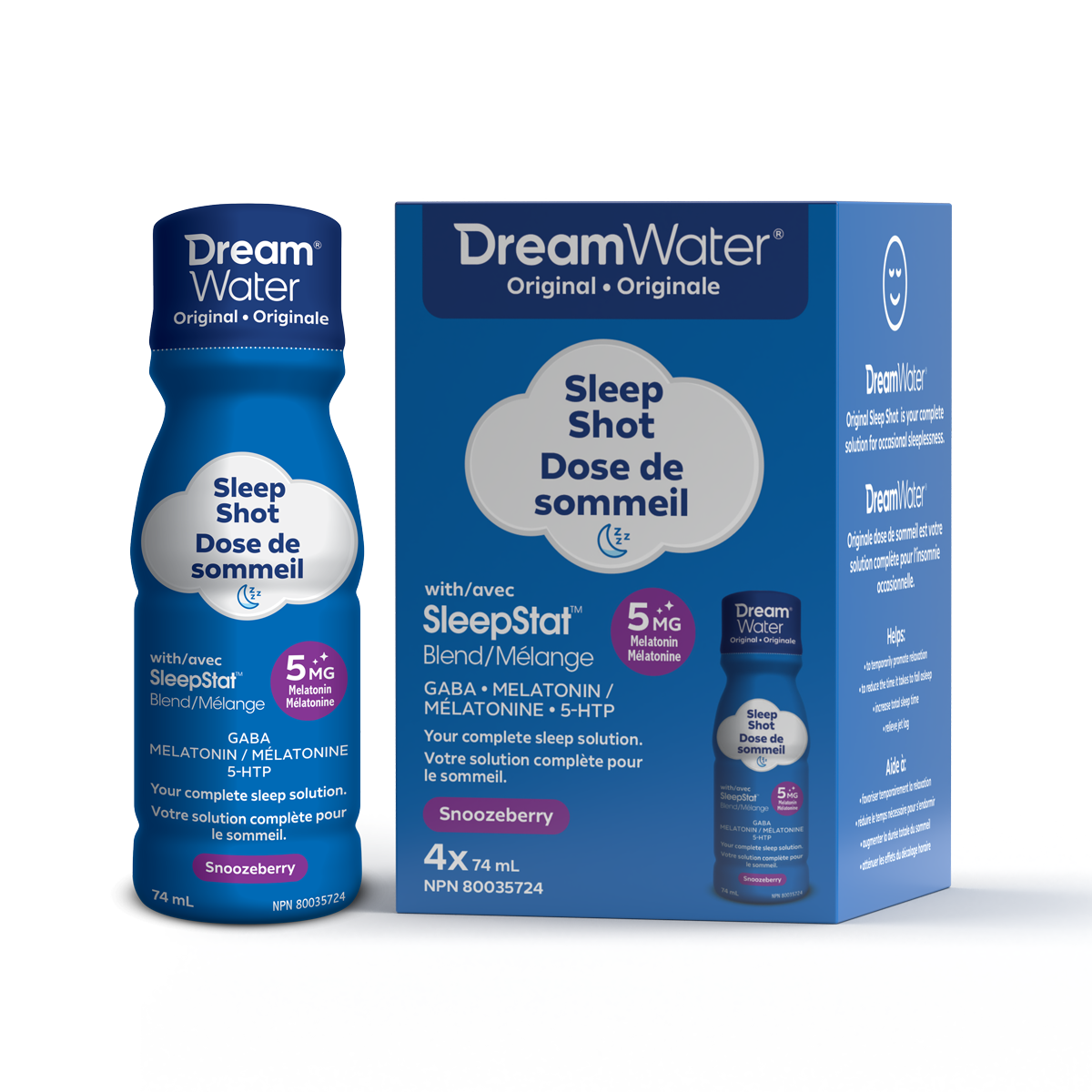 image-Dream Water Sleep Aid Shot - Snoozeberry Flavour - 4 pack