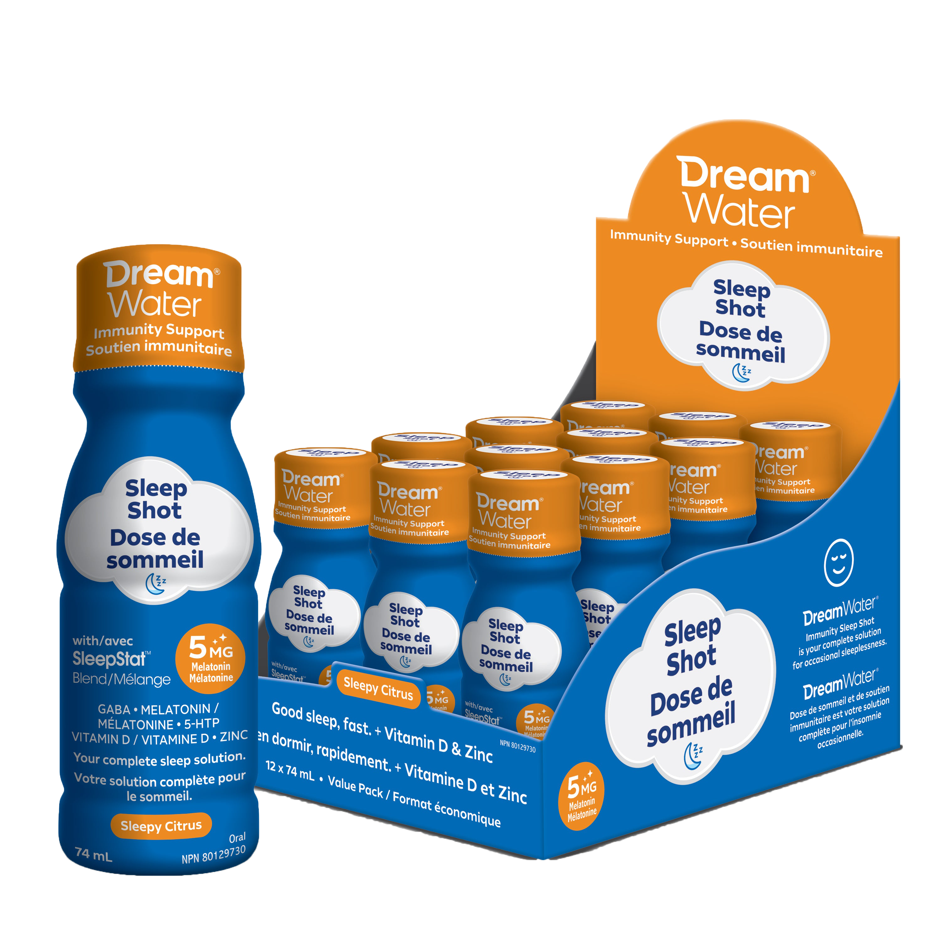 image-Dream Water Sleep Aid Liquid Shot - Immunity Support - 12 pack